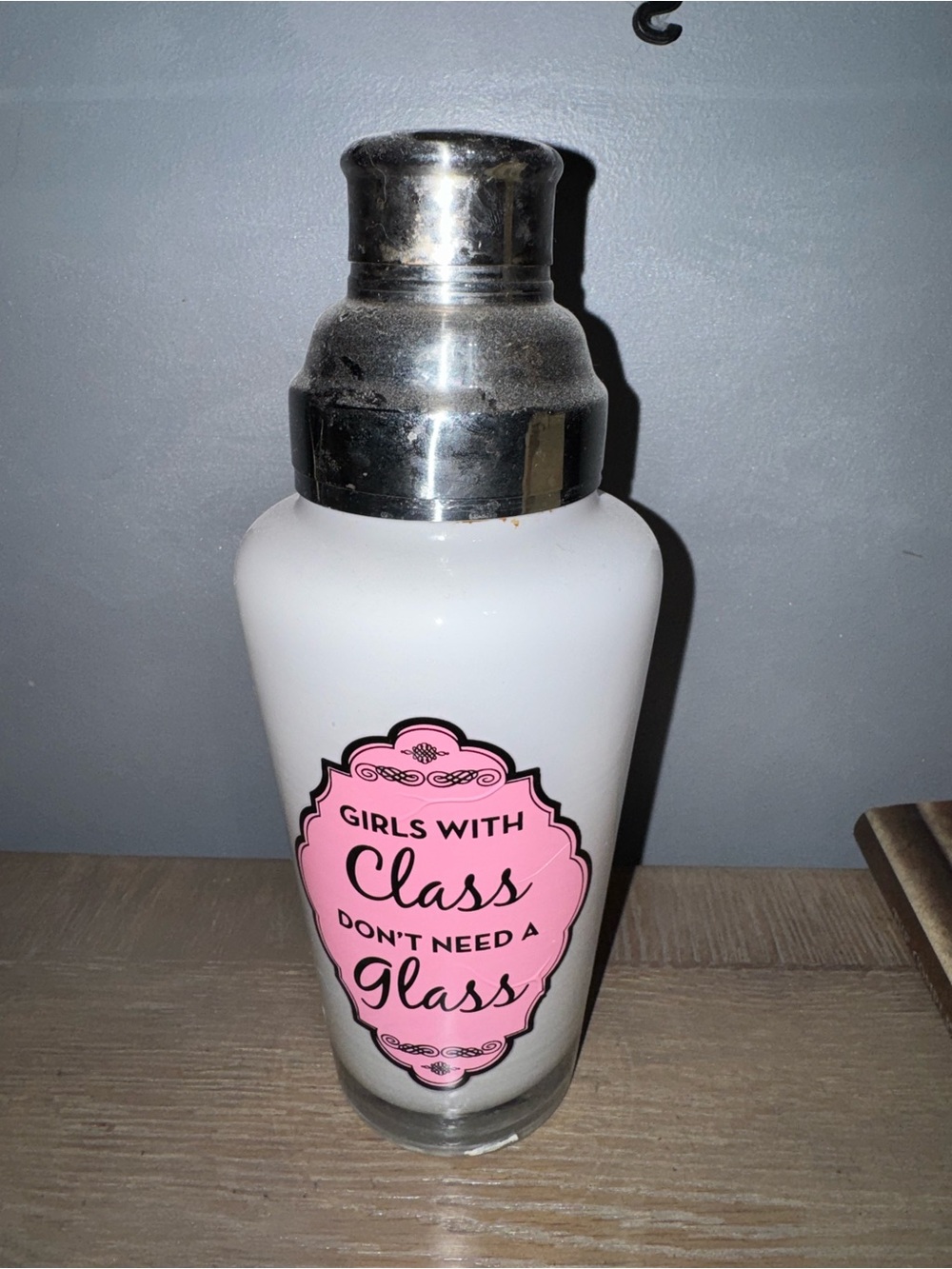 Fun White & Pink Cocktail Shaker girls with class don’t need a glass gift